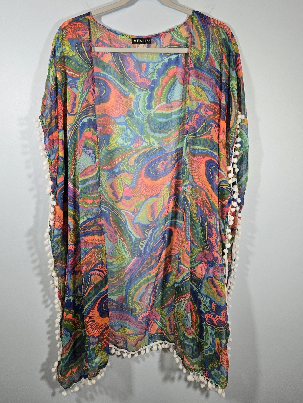 Venus Sheer Paisley Swimsuit Coverup S/M Bright Color Beach Pool Resort